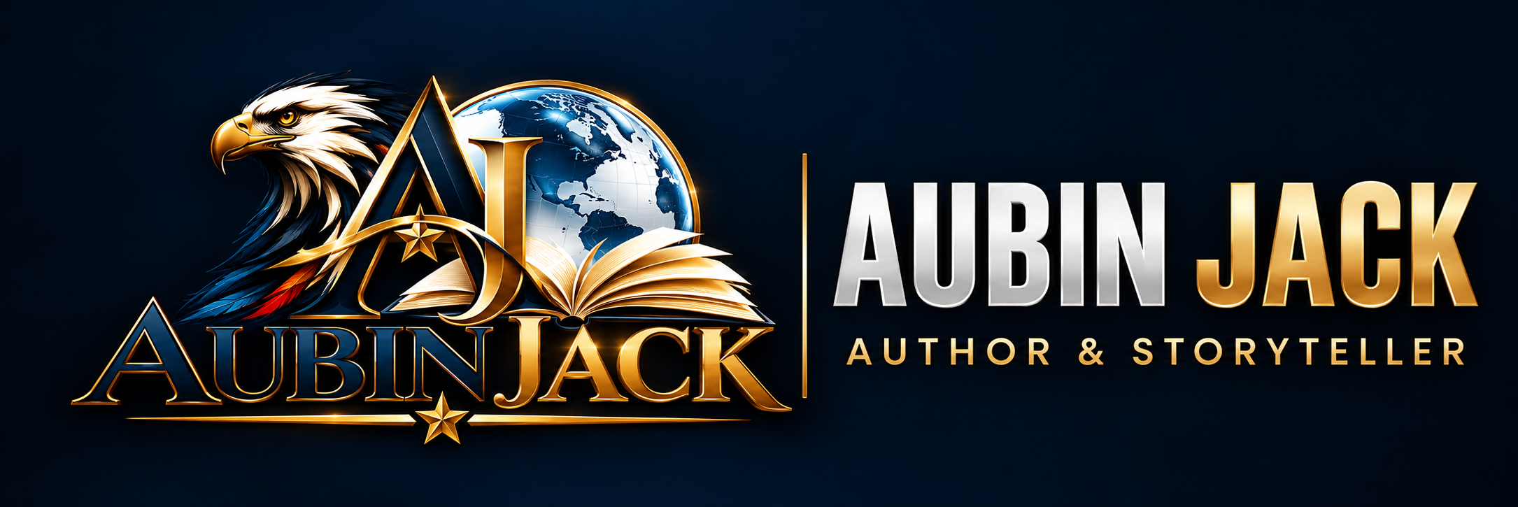 Aubin Jack — Author and Storyteller, eagle and globe emblem